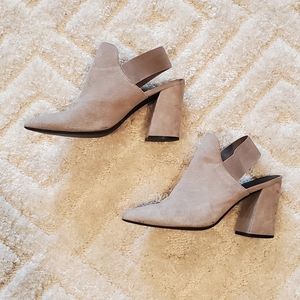 Beige Leather Mule Booties